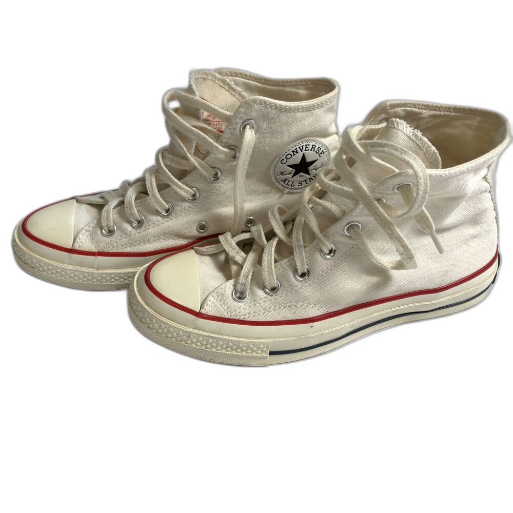 Size 8 Converse Chuck Taylor 70 High Tops Pristine/Vintage White red details